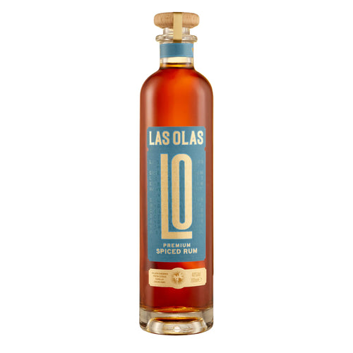 Bottle of Las Olas Premium Spiced Rum on a white background